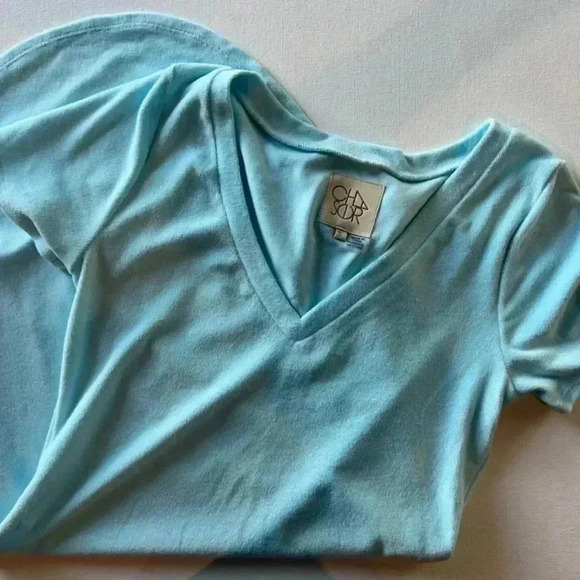 CHASER blue terry v neck shirt size small - Picture 7 of 8
